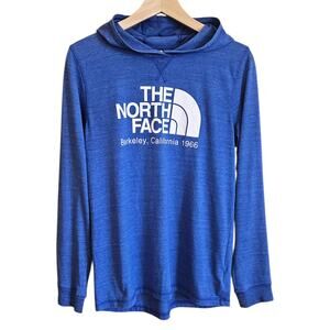The North Face Boys’ Hooded T-Shirt Long Sleeve Berkeley Logo Blue Size XL 18/20